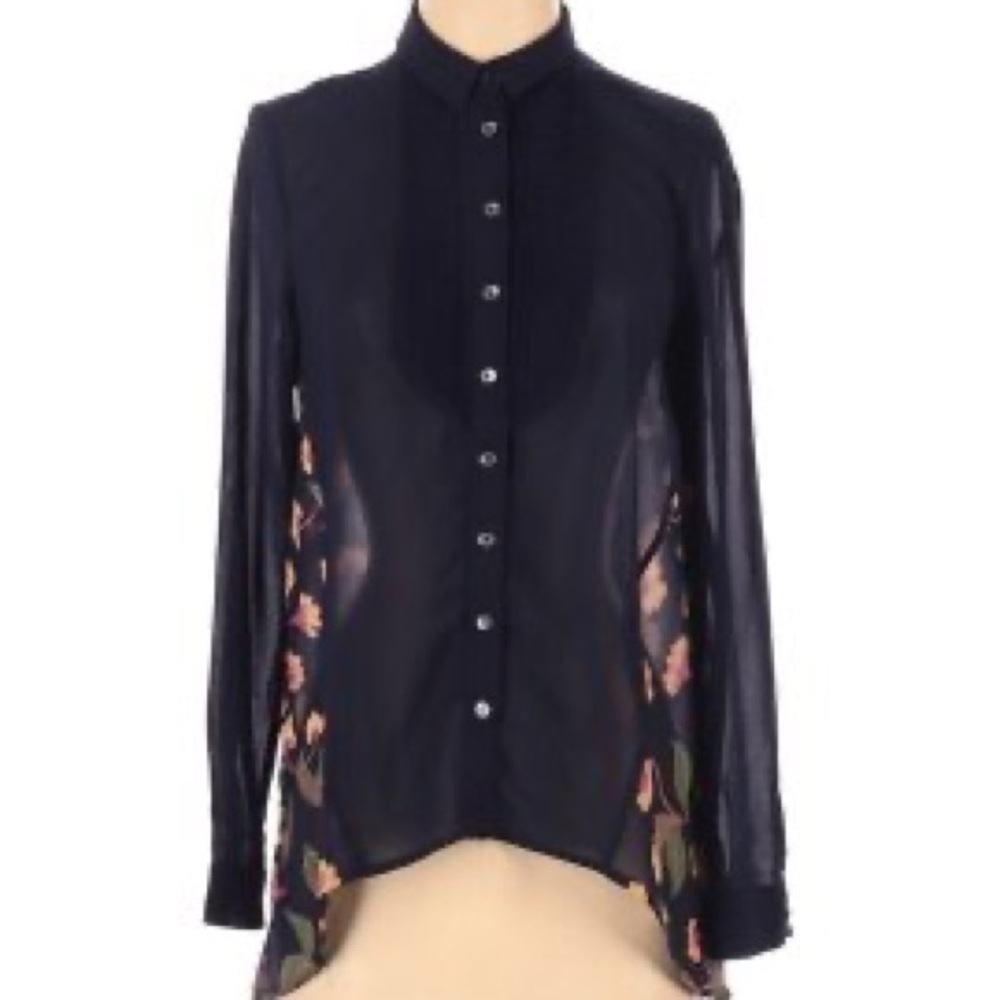 MAEVE Anthropologie Floral Print Long Sleeve Top